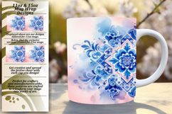 Sublimation 15oz Mug Wrap Png Design , Watercolor Patter Product Image 1