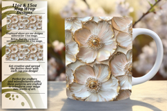 Stylish 11oz Mug Wrap Png Template , 3D Flower Product Image 1