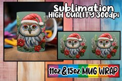 Christmas Owl Wrap 11oz 15oz Embroidered Mug Sublimation Product Image 1