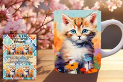 Floral Cat Mug Wrap for 11oz/15oz Design Product Image 1