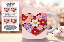 VIBRANT 11oz Mug Wrap PNG Template , Flowers Heart Product Image 1