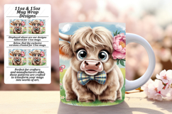 Gorgeous Png Mug Wrap Design 15oz , Cute Cow Product Image 1