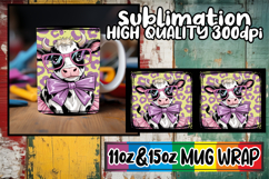 Cozy afternoons 11oz 15oz sublimation wrap, Cute Cow Product Image 1