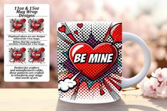 Bold 11oz Mug Wrap Png Artwork , 3D Heart Product Image 1