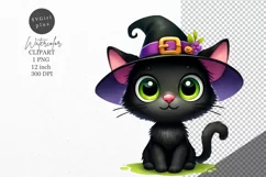 Halloween clipart, Black cat clipart, Kids Halloween Product Image 1