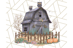 Halloween Cottagecore Barn PNG Clipart, Fall Style Product Image 3
