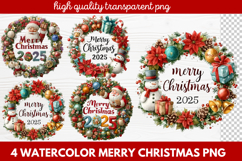 4 Watercolor Merry Christmas PNG | Festive Holiday Product Image 1