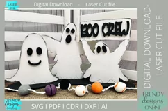 Boo Crew Ghosts svg, Halloween Shelf sitter laser file Product Image 2