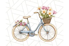 Bicycle with Flowers PNG, Pastel Spring Floral Bike Clipart Product Image 3