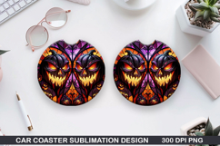 Pumpkins Car Coaster Sublimation| Halloween Coaster PNG Product Image 1