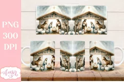 Christmas nativity mug wrap PNG for sublimation 11oz 15oz Product Image 2