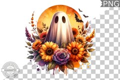 Halloween Ghost And Flowers Sublimation - Halloween Clipart Product Image 1