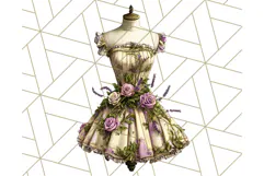 Couture Floral Dress Form PNG Clipart, Vintage Style Flowers Product Image 3