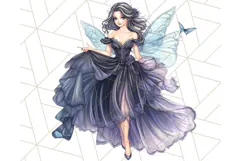 Gothic Fairy & Potion Clipart, Dark Fantasy PNG Printable Product Image 3