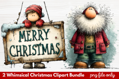 2 Whimsical Christmas Clipart | Cute Festive Holiday PNG Product Image 1