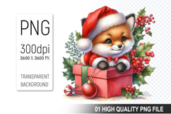 Christmas Fox in Santa Outfit Clipart, High-Quality PNG Product Image 1