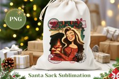 Christmas Girl Santa Sack, Cartoon Christmas Fireplace PNG Product Image 1
