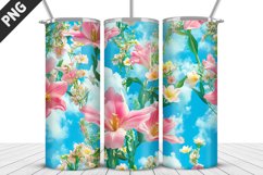 3D Flowers Tumbler Wrap | Sublimation Design | Tumble PNG Product Image 4