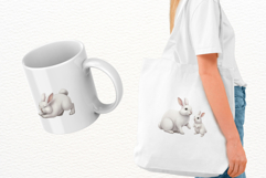 Summer White Bunny Meadow Clipart Product Image 3