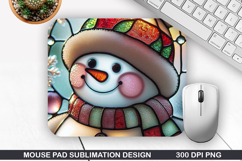 Snowman Mouse Pad Sublimation, Christmas Mouse Pad PNG Product Image 1