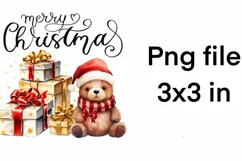Christmas Bear Ornament, PNG for Sublimation, Animal Design Product Image 3