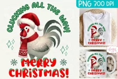 Merry Christmas sublimation PNG, Christmas rooster PNG Product Image 1