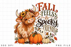 Cozy Fall Friends Highland Cow and Ghost Halloween Product Image 3