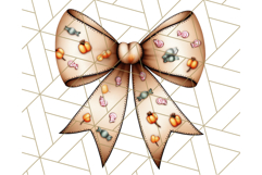 Muted Halloween Bow Clipart, Fall Ribbon PNG Autumn Hair Bow Product Image 3