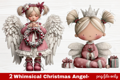 2 Whimsical Christmas Angel Clipart | Cute Holiday Angel PNG Product Image 1