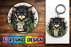 Whimsical Circle Keychain Sublimation, Grumpy Cat Product Image 1