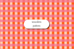 Coral Pink Gingham Seamless Brush Stroke Pattern Product Image 1