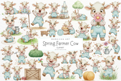 Spring Farmer Cow Clipart Product Image 1