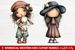 2 Whimsical Western Kids Clipart | Cute Cowboy &amp; Cowgirl PNG Product Image 1