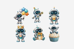 Robot Birthday Clipart | 10 PNG Files | Cute Robot Party Product Image 4