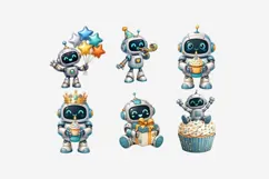 Robot Birthday Clipart | 10 PNG Files | Cute Robot Party Product Image 4