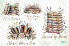 Cottagecore Books and Flowers Clipart Product Image 1