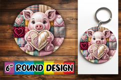 Heartfelt Circle Keychain Sublimation, Valenines Animals Product Image 1