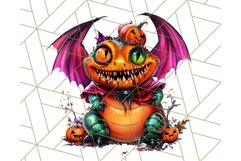 Bright Halloween Dinosaur PNG Clipart with Holiday Elements Product Image 3