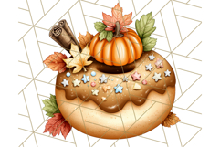 Fall Donut Clipart PNG, Autumn Donuts With Pumpkins Product Image 3