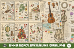 Summer Tropical Hawaiian Junk Journal Pages Product Image 1