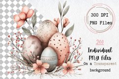 Watercolor Pink and Beige Easter Clipart Bundle Product Image 3