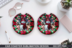 Snowman Car Coaster Sublimation|Christmas Coaster PNG Design Product Image 1