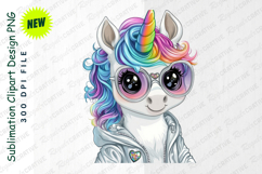 Cartoon Unicorn With Rainbow Mane Wearing Heart Clipart Product Image 1