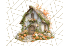 Fall Barn Clipart PNG With Pumpkins and Flowers, Autumn Png Product Image 3