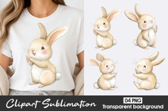 Cute Baby Bunny Pastel Clipart Sublimation PNG Product Image 1