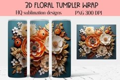 3D floral tumbler wrap PNG for sublimation Product Image 1