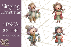 Christmas Carolers Clipart PNG, Holiday Choir Clip Art Product Image 1