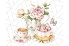 Pastel Tea Clip Art PNG with Sweets and Floral Accents Png Product Image 3