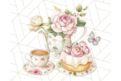 Pastel Tea Clip Art PNG with Sweets and Floral Accents Png Product Image 3