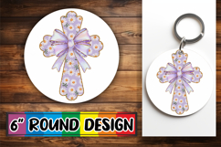 Cheerful Sublimation Circle Coasters, Flower Cross Product Image 1